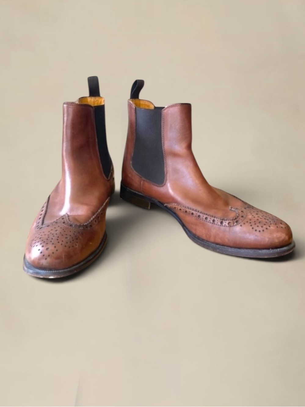 OTISOPSE BROWN LEATHER ANKLE BOOTS SIZE EU 43 US 10 ITALY